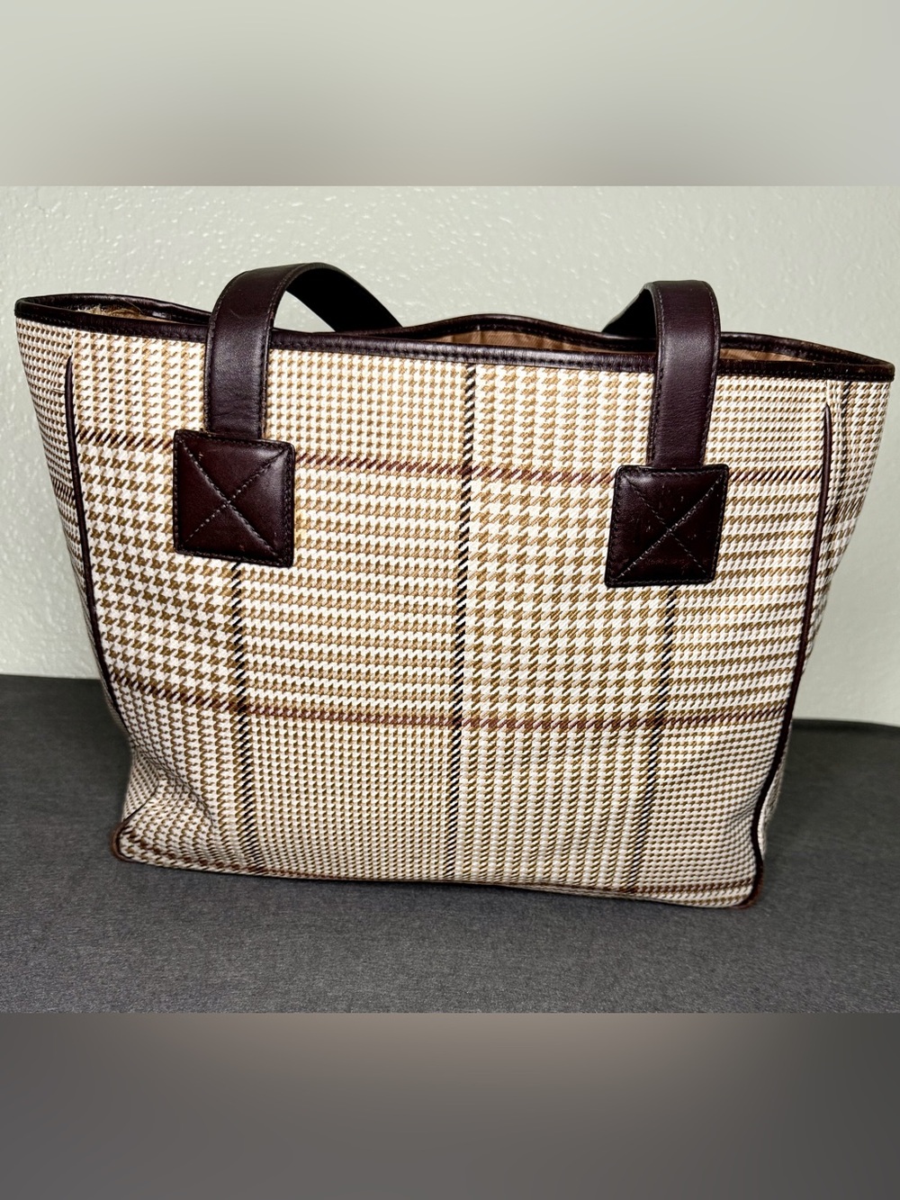 Vintage Lauren Ralph Lauren Houndstooth Plaid Tote